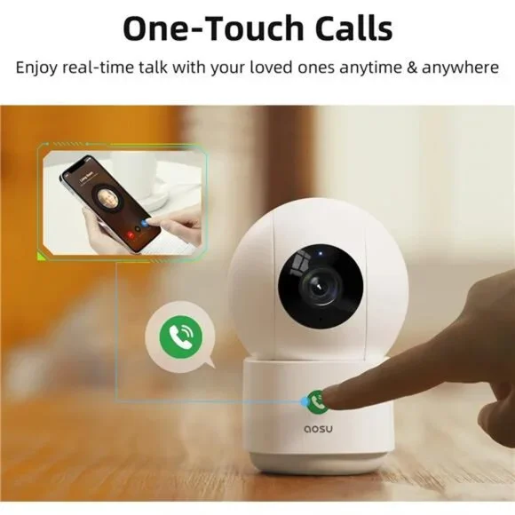 2K Security Camera Indoor, Baby Monitor Pet Camera 360-Degree for Home Security